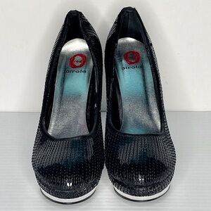 Red Circle Black Sequin Amberly Heels Pumps Women’s Size 7